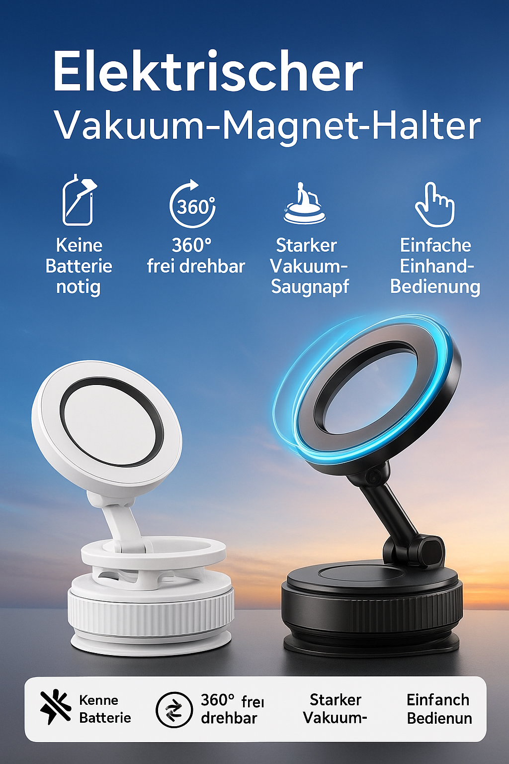 Magnetischer 360° Handyhalter – Ultrastark, faltbar & geräuschlos