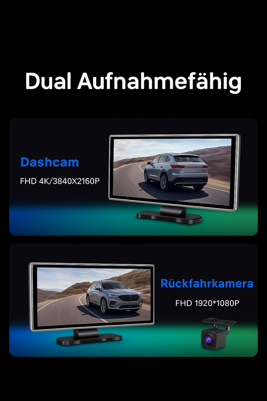 Wireless CarPlay & Android Auto Dashcam | 4K Video, GPS Navigation & 10"/11,26" Display