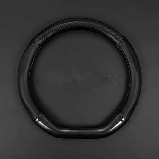 PU Leather Car Steering Wheel Cover, Durable Universal Non-Slip & Breathable D-Type Car Steering Wheel Protector, Fashion Car Interior Accessories for 37Cm/14.57Inch-38Cm/14.96Inch, Automotive