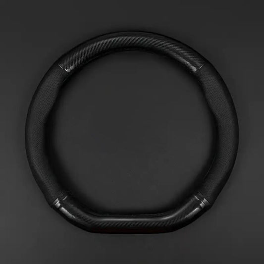 PU Leather Car Steering Wheel Cover, Durable Universal Non-Slip & Breathable D-Type Car Steering Wheel Protector, Fashion Car Interior Accessories for 37Cm/14.57Inch-38Cm/14.96Inch, Automotive