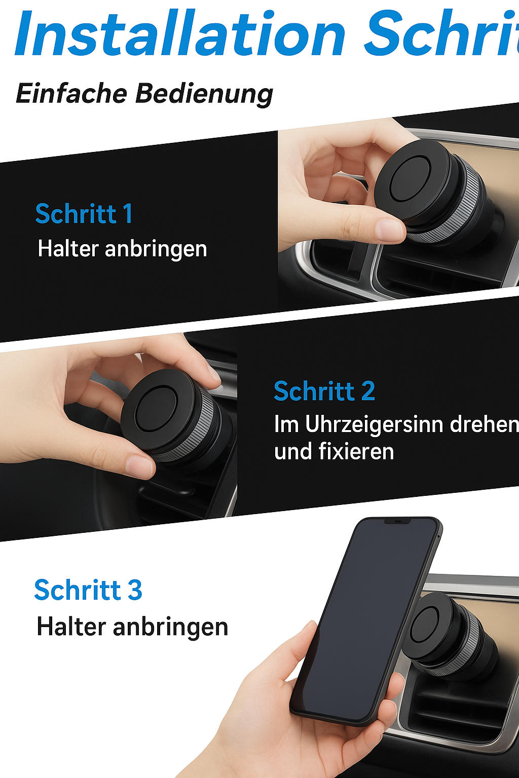 Magnetischer 360° Handyhalter – Ultrastark, faltbar & geräuschlos