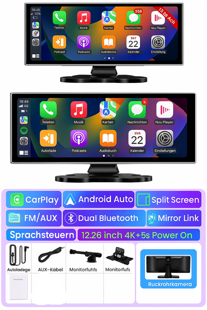Wireless CarPlay & Android Auto Dashcam | 4K Video, GPS Navigation & 10"/11,26" Display